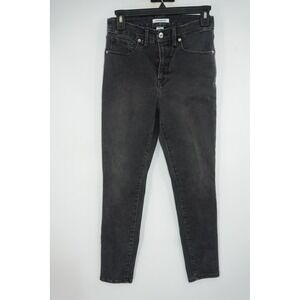 Good American Good Legs Crop Jeans Womens 4/27 Black Skinny Stretch Denim Ankle‎